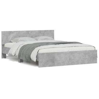 Cadru de pat cu tăblie și LED, gri beton, 150x200 cm GartenMobel Dekor