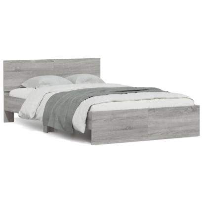 Cadru de pat cu tăblie și LED, gri sonoma, 140x190 cm GartenMobel Dekor