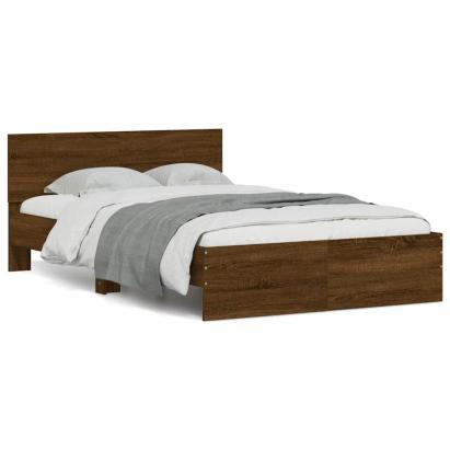 Cadru de pat cu tăblie și LED, stejar maro, 140x190 cm GartenMobel Dekor