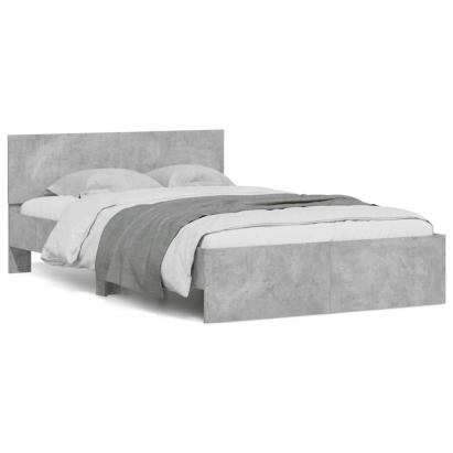 Cadru de pat cu tăblie și LED, gri beton, 135x190 cm GartenMobel Dekor