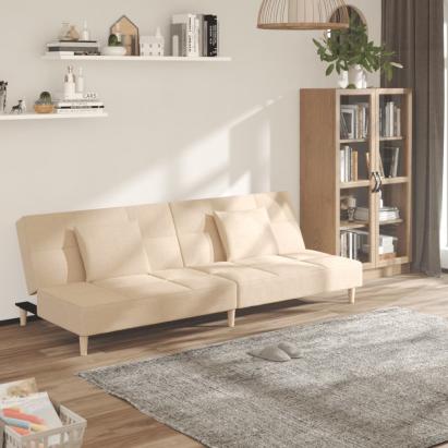 Canapea extensibilă cu 2 locuri, 2 perne, crem, textil GartenMobel Dekor