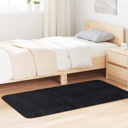 Covor Shaggy cu grădini înalte, negru, 80x150 cm, poliester GartenMobel Dekor