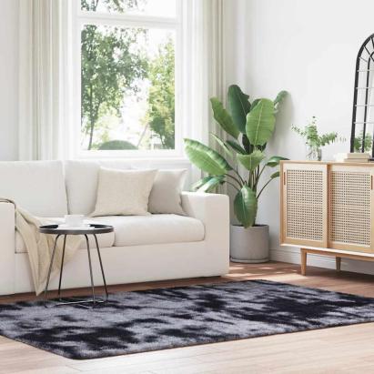 Covor Shaggy cu grădini mari, gri închis, 160x230 cm, poliester GartenMobel Dekor