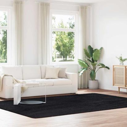 Covor Shaggy cu grădini înalte, negru, 240x340 cm, poliester GartenMobel Dekor