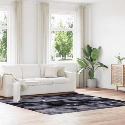 Covor shaggy cu grămadă mare gri închis 240x240 cm poliester GartenMobel Dekor