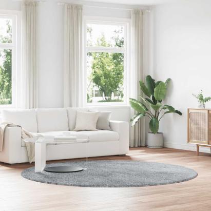 Covor Shaggy cu grădini înalte gri argintiu 240x240cm poliester GartenMobel Dekor