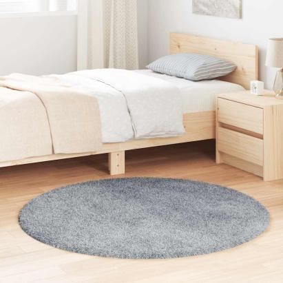 Covor shaggy cu grămadă înaltă gri argintiu 120x120cm poliester GartenMobel Dekor