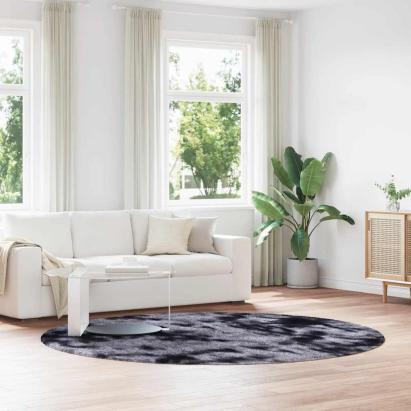 Covor shaggy cu grămadă mare gri închis 240x240 cm poliester GartenMobel Dekor
