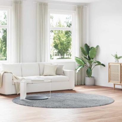 Covor Shaggy cu grădini înalte gri argintiu 240x240cm poliester GartenMobel Dekor