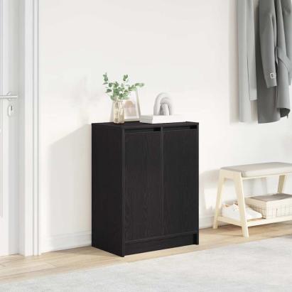 Dulap Pantofi Stejar Negru 57x34x76 cm Lemn prelucrat GartenMobel Dekor