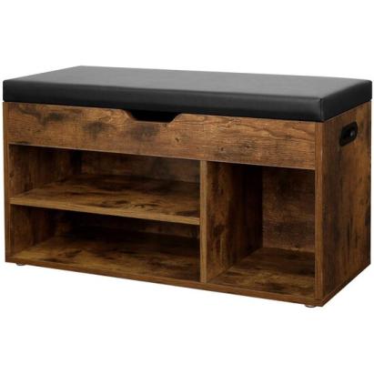 Banca depozitare incaltaminte, pantofar pentru hol, Artool, pal, 3 rafturi, maro rustic inchis, 80x30x44 cm GartenVIP DiyLine