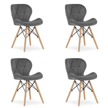 Set 4 scaune stil scandinav, Artool, Lago Velvet, catifea, lemn, gri, 47x36x73.5 cm GartenVIP DiyLine