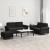 Set de canapele cu perne, 3 piese, negru, catifea GartenMobel Dekor