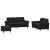 Set de canapele cu perne, 3 piese, negru, catifea GartenMobel Dekor