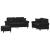 Set de canapele cu perne, 3 piese, negru, catifea GartenMobel Dekor