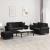 Set de canapele cu perne, 3 piese, negru, catifea GartenMobel Dekor