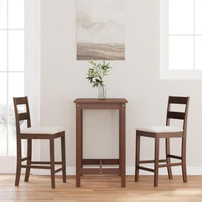 Scaune de bar cu perne 2 buc din cauciuc din lemn masiv maro GartenMobel Dekor