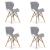 Set 4 scaune stil scandinav, Artool, Lago, piele ecologica, lemn, gri si alb, 47x52x73 cm GartenVIP DiyLine