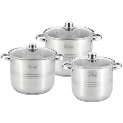 Set de oale din oțel inoxidabil cu capace din sticlă 7/9/11 litri Handy KitchenServ