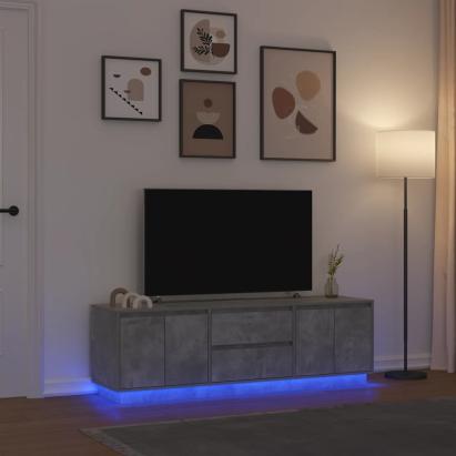 Dulap TV cu lumini LED Gri beton 160,5x41x50 cm GartenMobel Dekor