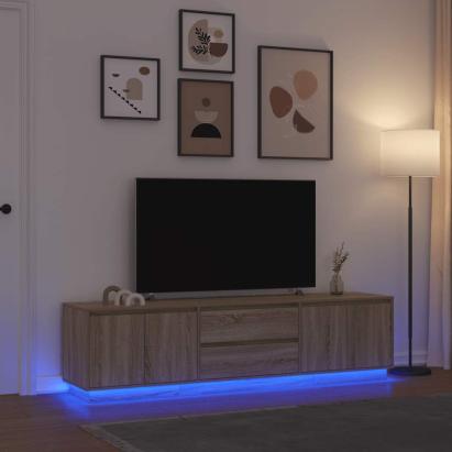Dulap TV cu lumini LED Stejar Sonoma 193,5x41x50 cm GartenMobel Dekor