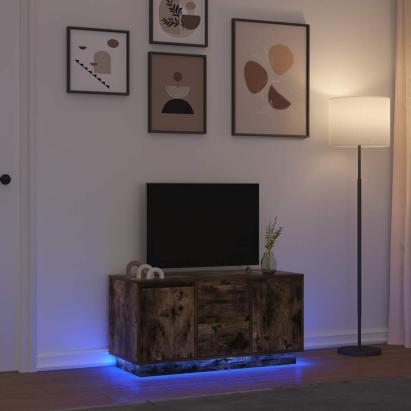 Comodă TV cu lumini LED, stejar fumuriu, 100x41x50 cm GartenMobel Dekor