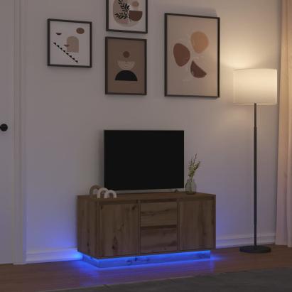 Comodă TV cu lumini LED, stejar artizanal, 100x41x50 cm GartenMobel Dekor