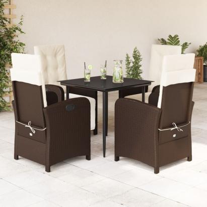 Set mobilier de grădină, 5 piese, cu perne, maro, poliratan GartenMobel Dekor
