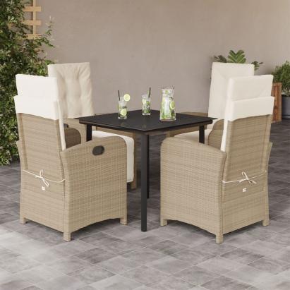 Set mobilier de grădină cu perne, 5 piese, bej, poliratan GartenMobel Dekor