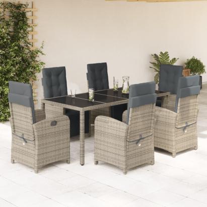Set mobilier de grădină cu perne, 7 piese, gri, poliratan GartenMobel Dekor