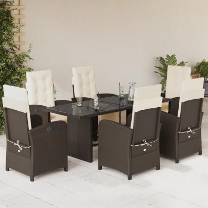 Set mobilier de grădină cu perne, 7 piese, maro, poliratan GartenMobel Dekor