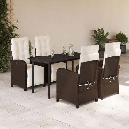 Set mobilier de grădină, 5 piese, cu perne, maro, poliratan GartenMobel Dekor