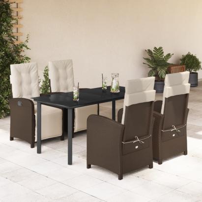 Set mobilier de grădină, 5 piese, cu perne, maro, poliratan GartenMobel Dekor