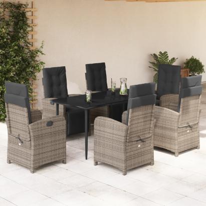 Set mobilier de grădină cu perne, 7 piese, gri, poliratan GartenMobel Dekor