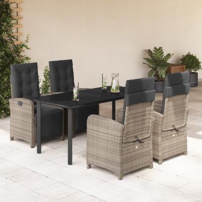 Set mobilier de grădină cu perne, 5 piese, gri, poliratan GartenMobel Dekor