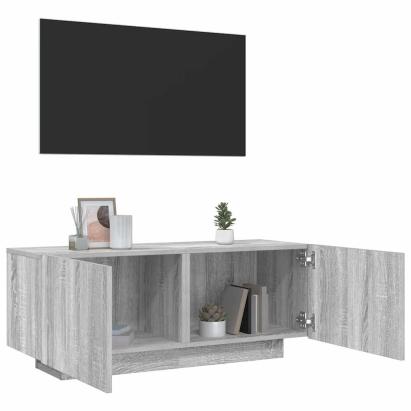 Comodă TV, gri sonoma, 100x35x40 cm, lemn prelucrat GartenMobel Dekor