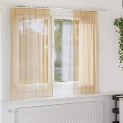 Perdele Voile cu Bucle 2 buc Nisip 140x140 cm GartenMobel Dekor