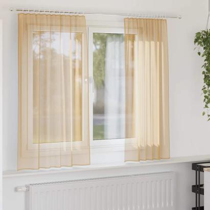 Perdele Voile cu Bucle 2 buc Nisip 140x175 cm GartenMobel Dekor