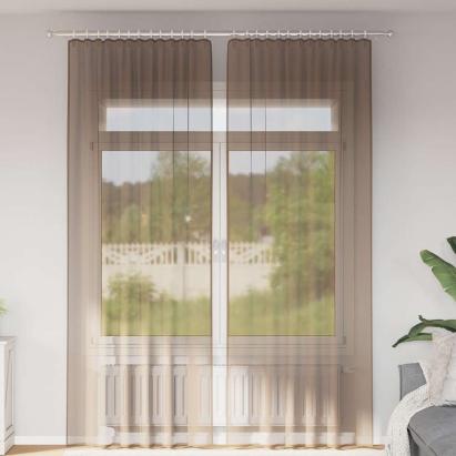 Perdele Voile cu Bucle 2 buc Maro Deschis 140x260 cm GartenMobel Dekor