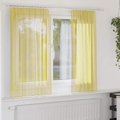 Perdele Voile cu Bucle 2 buc Galben 140x175 cm GartenMobel Dekor