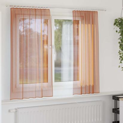Perdele Voile cu Bucle 2 buc Terracota 140x140 cm GartenMobel Dekor
