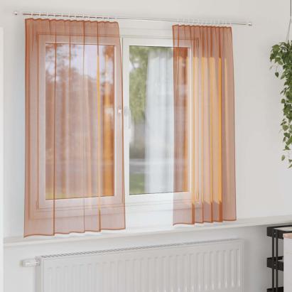 Perdele Voile cu Bucle 2 buc Terracota 140x175 cm GartenMobel Dekor