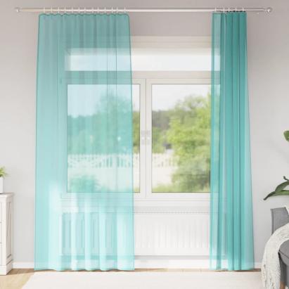 Perdele Voile cu Bucle 2 buc Turcoaz 140x225 cm GartenMobel Dekor