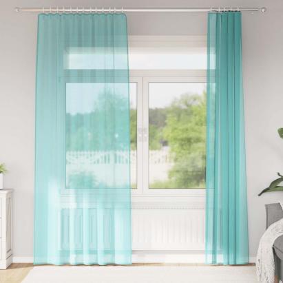 Perdele Voile cu Bucle 2 buc Turcoaz 140x245 cm GartenMobel Dekor