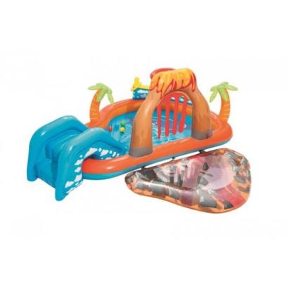 Piscina gonflabila pentru copii, de joaca, cu tobogan, 265x265x104 cm, Bestway Laguna Lava GartenVIP DiyLine