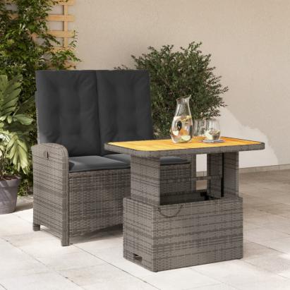 Set mobilier de grădină cu perne, 2 piese, gri, poliratan GartenMobel Dekor
