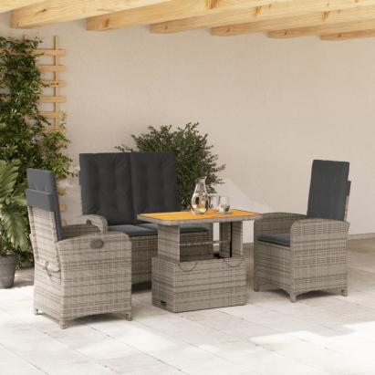 Set mobilier de grădină cu perne, 4 piese, gri, poliratan GartenMobel Dekor