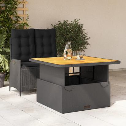 Set mobilier de grădină cu perne, 2 piese, negru, poliratan GartenMobel Dekor