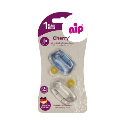 Set 2 suzete Nip Cherry Boy cu tetina rotunda din latex natural, 0-6 luni, nip 38881 Children SafetyCare