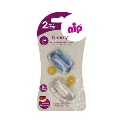 Set 2 suzete Nip Cherry Boy cu tetina rotunda din latex natural, 6+ luni, nip 38883 Children SafetyCare